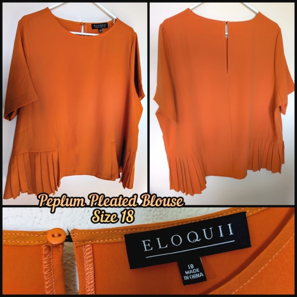Eloquii, NWOT, Pleated Hem, Peplum Blouse, Size 18